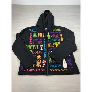 Vintage Belle Pointe Women Christmas Ugly Sweater Cardigan Zip Up Embroidered XL